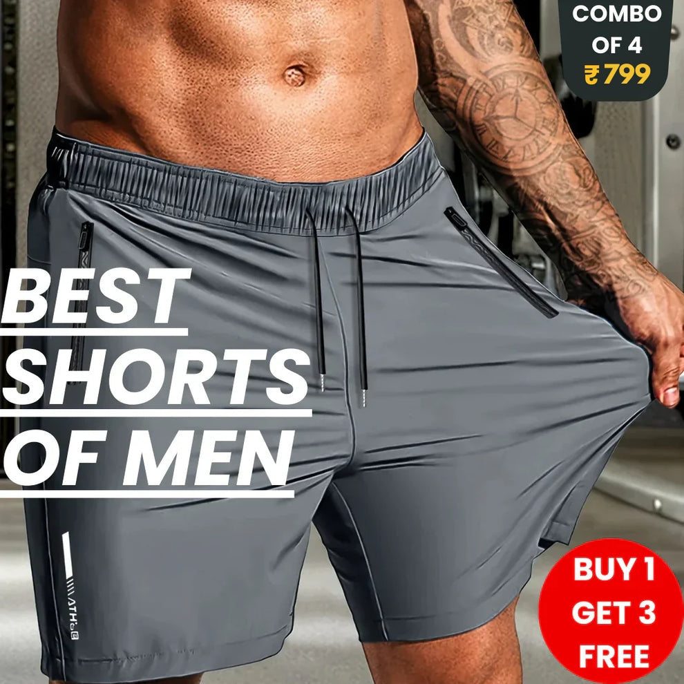 Combo of 4 Men's Stretchable Cotton Shorts for All Seasons🩳