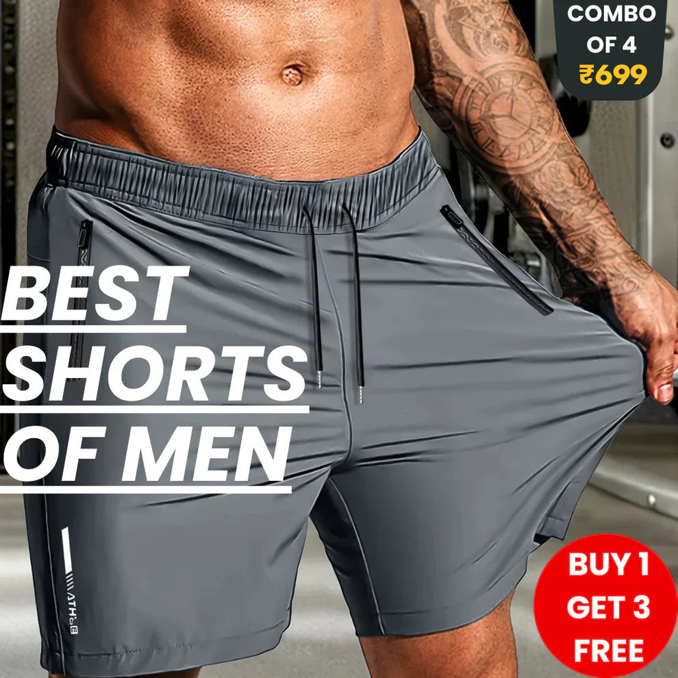 Combo of 4 Men's Stretchable Cotton Shorts for All Seasons🩳